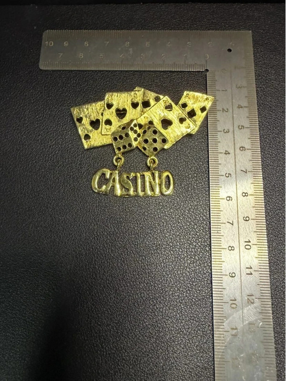 Gold-Tone Casino Playing Cards Brooch